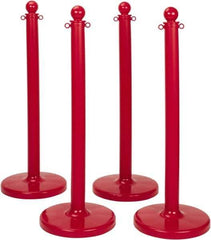 PRO-SAFE - 41" High, 3" Pole Diam, Warning Post - 16" Base Diam, Round Plastic Base, Red Plastic Post, For Outdoor Use - USA Tool & Supply