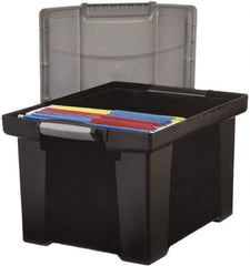 Storex - 1 Compartment, 18-1/2" Wide x 10-7/8" High x 14-1/4" Deep, Portable Storage Box - Plastic, Black/Silver - USA Tool & Supply