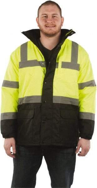 Utility Pro Wear - Size 5XL Cold Weather & High Visibility Parka - Yellow, Polyester & Teflon, Zipper, Snaps Closure - USA Tool & Supply