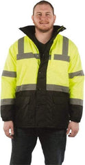 Utility Pro Wear - Size 5XL Cold Weather & High Visibility Parka - Yellow, Polyester & Teflon, Zipper, Snaps Closure - USA Tool & Supply