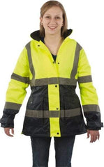 Utility Pro Wear - Size S Cold Weather & High Visibility Parka - Yellow, Polyester & Teflon, Zipper, Snaps Closure - USA Tool & Supply