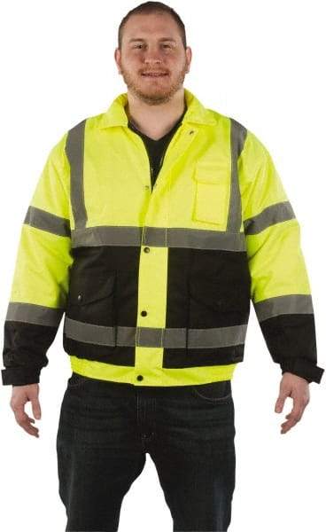 Utility Pro Wear - Size M Cold Weather & High Visibility Jacket - Yellow, Polyester & Teflon, Zipper, Snaps Closure - USA Tool & Supply