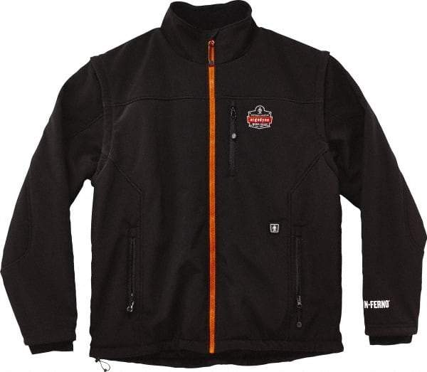 Ergodyne - Size XL Heated & Cold Weather Jacket - Black, Polyester, Zipper Closure, 42 to 46" Chest - USA Tool & Supply