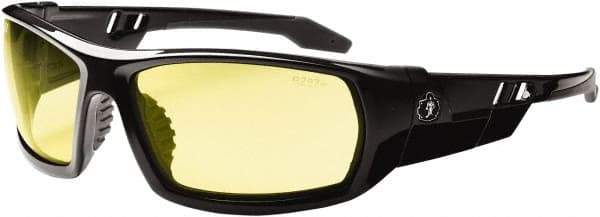 Ergodyne - Yellow Lenses, Framed Safety Glasses - Uncoated Lenses, Size Universal, Wrap Around - USA Tool & Supply