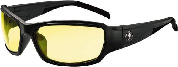 Ergodyne - Yellow Lenses, Framed Safety Glasses - Uncoated Lenses, Size Universal, Wrap Around - USA Tool & Supply