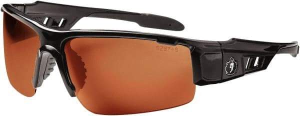 Ergodyne - Copper Lenses, Framed Safety Glasses - Uncoated Lenses, Size Universal, Wrap Around - USA Tool & Supply