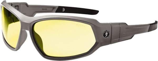 Ergodyne - Yellow Lenses, Framed Safety Glasses - Uncoated Lenses, Size Universal, Wrap Around - USA Tool & Supply