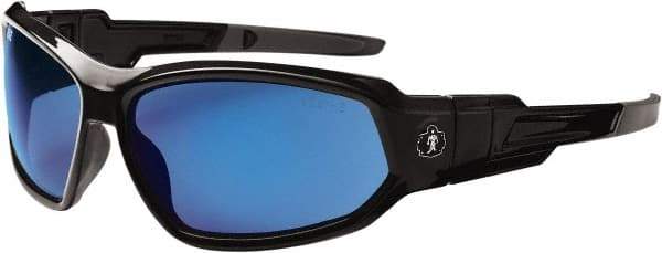 Ergodyne - Blue Lenses, Framed Safety Glasses - Uncoated Lenses, Size Universal, Wrap Around - USA Tool & Supply