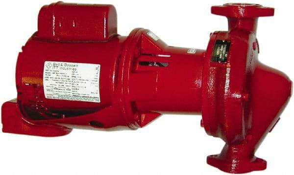 Bell & Gossett - 1-1/2 hp, 1 Phase, Bronze Housing, Bronze Impeller, Inline Circulator Pump - 115/230 Volt, 60 Hz, Flanges Included, 175 Max psi, Open Drip Proof Motor - USA Tool & Supply