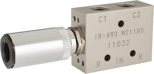 ARO/Ingersoll-Rand - 1/8" Inlet x 1/8" Outlet, Pilot Actuator, Spring Return, 2 Position, Body Ported Solenoid Air Valve - 0.25 CV, 4 Way, 140 psi, 122° Max Temp, 15° Min Temp - USA Tool & Supply