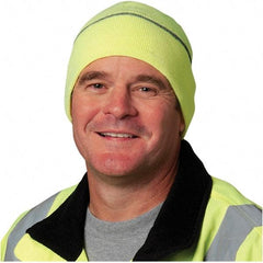 PIP - Size 9-1/2", High Visibility Cuffed Hat - Hi-Viz Yellow Solid Pattern, Polyester - USA Tool & Supply