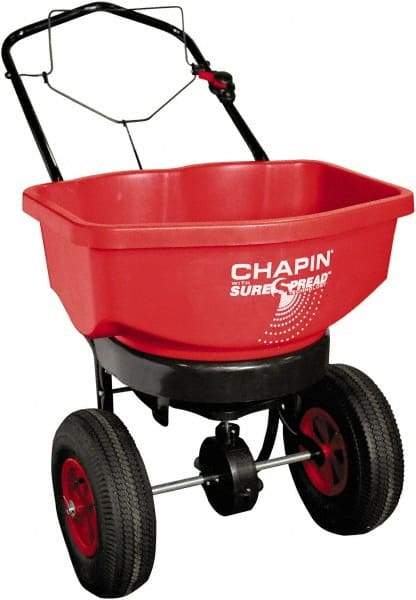 Chapin - 80 Lb Powder Coated Steel Walk Behind Broadcast Landscape Spreader - 12" Pneumatic Wheels - USA Tool & Supply