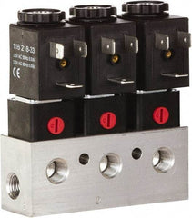 ARO/Ingersoll-Rand - 1/8", CAT Series 3-Way 2-Position Bar Manifold Stacking Solenoid Valve - 24 VDC, 0.062 CV Rate, 3.275" High x 4" Long - USA Tool & Supply
