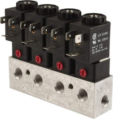 ARO/Ingersoll-Rand - 1/8", CAT Series 3-Way 2-Position Bar Manifold Stacking Solenoid Valve - 24 VDC, 0.062 CV Rate, 3.275" High x 5" Long - USA Tool & Supply
