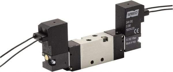 ARO/Ingersoll-Rand - 10-32" Inlet x Solenoid Actuator, Solenoid Return, 2 Position, Body Ported Solenoid Air Valve - 24 VDC Input, 1/4 CV, 4 Way, 115 psi, 122° Max Temp - USA Tool & Supply