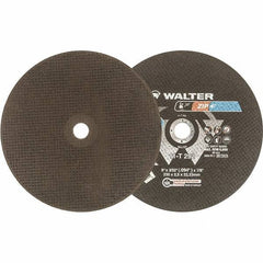 WALTER Surface Technologies - 9" 46 Grit Aluminum Oxide Cutoff Wheel - 3/32" Thick, 7/8" Arbor, 6,600 Max RPM, Use with Angle Grinders - USA Tool & Supply