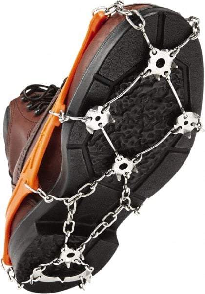 Ergodyne - Size L, (Women's Size L) Strap-On Cleat - Steel Studs Traction, Orange - USA Tool & Supply