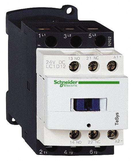 Schneider Electric - 3 Pole, 48 Coil VAC at 50/60 Hz, 12 Amp at 440 VAC and 25 Amp at 440 VAC, Nonreversible IEC Contactor - 1 Phase hp: 1 at 115 VAC, 2 at 230/240 VAC, 3 Phase hp: 10 at 575/600 VAC, 3 at 200/208 VAC, 3 at 230/240 VAC, 7.5 at 460/480 VAC - USA Tool & Supply