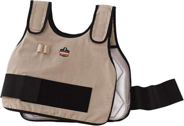 Ergodyne - Size L/XL, Khaki Cooling Vest - 40 to 52" Chest, Hook & Loop Front, PVC, Cotton - USA Tool & Supply