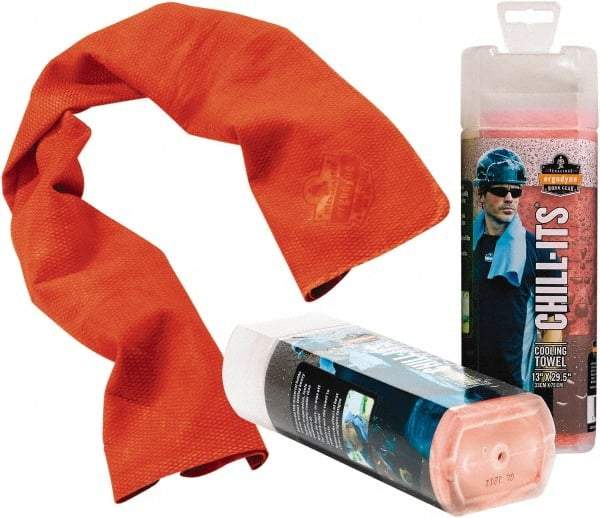 Ergodyne - Size 40", Cooling Towel - Orange Solid Pattern, Polyester - USA Tool & Supply