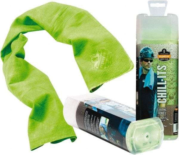 Ergodyne - Size 40", Cooling Towel - Lime Solid Pattern, Polyester - USA Tool & Supply