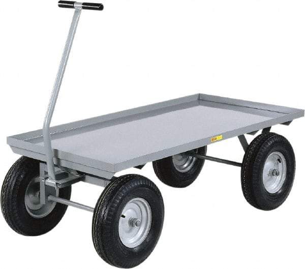 Little Giant - 3,000 Lb Capacity Steel Wagon Truck - Steel Deck, 30" OAW, 60" Platform Length x 18-1/2" Platform Height, Pneumatic Casters - USA Tool & Supply