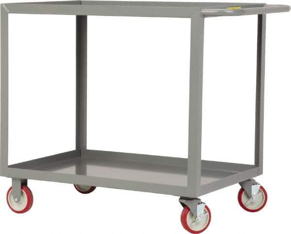 Little Giant - 1,200 Lb Capacity, 30" Wide x 60" Long x 35" High Service Cart - 2 Shelf, Steel, 2 Rigid/2 Swivel Casters - USA Tool & Supply