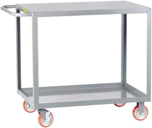 Little Giant - 1,200 Lb Capacity, 30" Wide x 60" Long x 35" High Service Cart - 2 Shelf, Steel, 2 Rigid/2 Swivel Casters - USA Tool & Supply