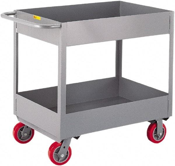 Little Giant - 1,200 Lb Capacity, 24" Wide x 36" Long x 35" High Deep Shelf Cart - 2 Shelf, Steel, 2 Rigid/2 Swivel Casters - USA Tool & Supply