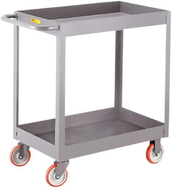 Little Giant - 1,200 Lb Capacity, 18" Wide x 30" Long x 35" High Deep Shelf Cart - 2 Shelf, Steel, 2 Rigid/2 Swivel Casters - USA Tool & Supply