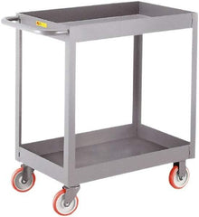 Little Giant - 1,200 Lb Capacity, 24" Wide x 48" Long x 35" High Deep Shelf Cart - 2 Shelf, Steel, 2 Rigid/2 Swivel Casters - USA Tool & Supply