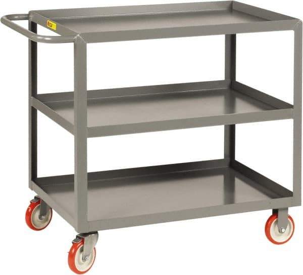 Little Giant - 1,200 Lb Capacity, 24" Wide x 36" Long x 35" High Service Cart - 3 Shelf, Steel, 2 Rigid/2 Swivel Casters - USA Tool & Supply
