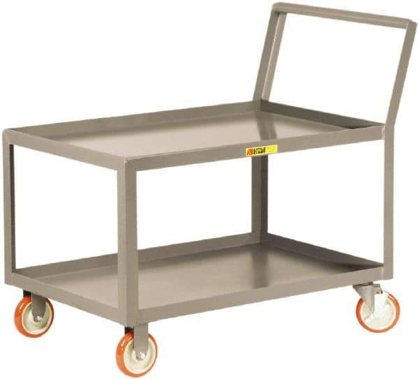 Little Giant - 1,200 Lb Capacity, 30" Wide x 48" Long x 35-3/4" High Standard Utility Cart - 2 Shelf, Steel, 2 Rigid/2 Swivel Casters - USA Tool & Supply