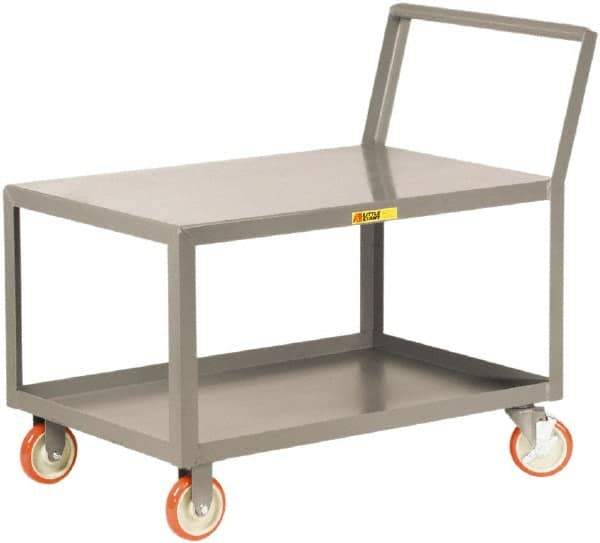 Little Giant - 1,200 Lb Capacity, 30" Wide x 60" Long x 35-3/4" High Standard Utility Cart - 2 Shelf, Steel, 2 Rigid/2 Swivel Casters - USA Tool & Supply