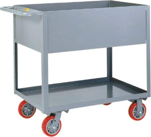 Little Giant - 1,200 Lb Capacity, 18" Wide x 30" Long x 35" High Deep Shelf Cart - 2 Shelf, Steel, 2 Rigid/2 Swivel Casters - USA Tool & Supply