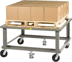 Little Giant - 3,600 Lb Capacity Steel Adjustable Height Pallet Stand - 48" Long x 48" Wide x 24" High, 6" Wheels - USA Tool & Supply