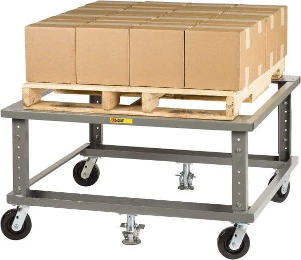 Little Giant - 3,600 Lb Capacity Steel Adjustable Height Pallet Stand - 48" Long x 40" Wide x 24" High, 6" Wheels - USA Tool & Supply