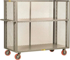 Little Giant - 3,600 Lb Capacity, 2 Shelf, 3-Sided Steel Bulk Truck - 48" Long x 24" Wide x 57" High, 6" Diam Polyurethane Wheels - USA Tool & Supply