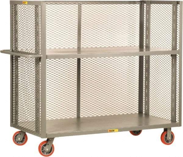 Little Giant - 3,600 Lb Capacity, 2 Shelf, 3-Sided Steel Bulk Truck - 60" Long x 30" Wide x 57" High, 6" Diam Polyurethane Wheels - USA Tool & Supply