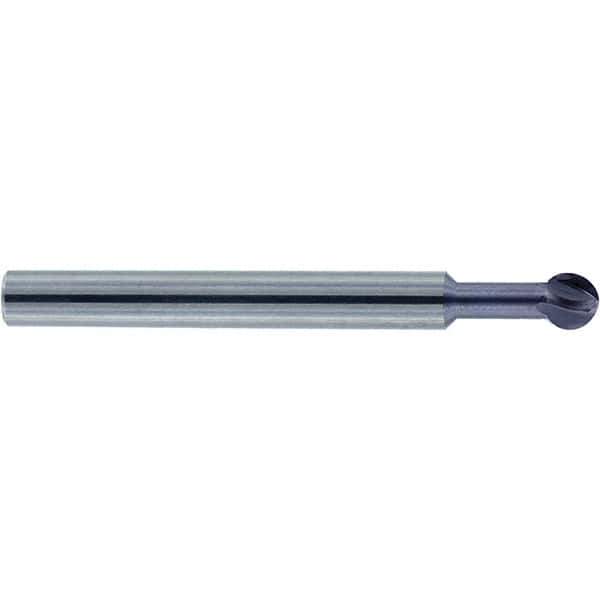 Accupro - 1/2" Diam, 0.427" LOC, 4 Flute Solid Carbide Ball End Mill - nACo Finish, Single End, 3" OAL, 1/2" Shank Diam, Undercutting - USA Tool & Supply