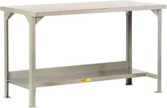 Little Giant - 60 Wide x 30" Deep x 36" High, 12 Gauge Steel Workbench - Edge Turned Down, Fixed Legs, Gray - USA Tool & Supply