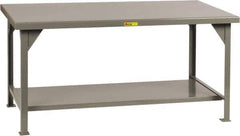 Little Giant - 72 Wide x 36" Deep x 34" High, 7 Gauge Steel Workbench - Comfort Edge, Fixed Legs, Gray - USA Tool & Supply