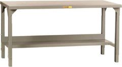 Little Giant - 48 Wide x 24" Deep x 27" High, 12 Gauge Steel Workbench - Edge Turned Down, Adjustable Height Legs, Gray - USA Tool & Supply