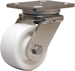 Hamilton - 4" Diam x 2" Wide x 5-5/8" OAH Top Plate Mount Swivel Caster - Polyolefin, 550 Lb Capacity, Delrin Bearing, 4 x 5" Plate - USA Tool & Supply