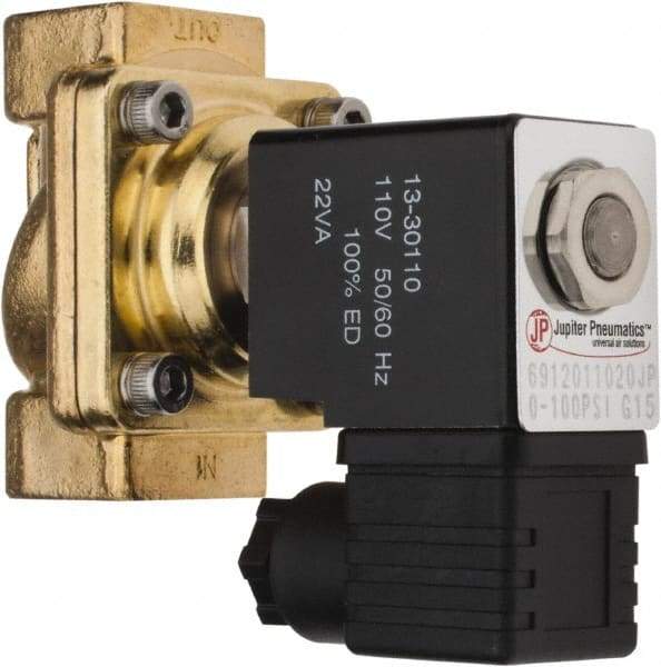 PRO-SOURCE - 1/2", 2/2 Way Stacking Solenoid Valve - 110 VAC, 4.12 CV Rate, 3.98" High x 2.76" Long - USA Tool & Supply