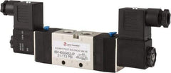 PRO-SOURCE - 1/4", 5/2 Way Double Stacking Solenoid Valve - 24 VDC, 0.98 CV Rate, 2.6" High x 7.76" Long - USA Tool & Supply