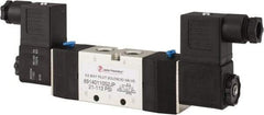 PRO-SOURCE - 1/4", 5/2 Way Double Stacking Solenoid Valve - 110 VAC, 0.98 CV Rate, 2.6" High x 7.76" Long - USA Tool & Supply