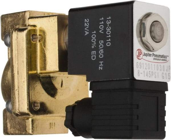 PRO-SOURCE - 1/2", 2/2 Way Stacking Solenoid Valve - 110 VAC, 4.5 CV Rate, 4.19" High x 2.83" Long - USA Tool & Supply