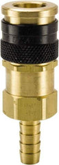 Parker - Hose Barb Industrial Pneumatic Hose Coupler - Brass, 3/8" Body Diam, 3/8" Hose ID - USA Tool & Supply