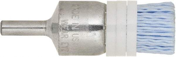 Tanis - 220 Grit, 3/4" Brush Diam, Crimped, End Brush - 1/4" Diam Steel Shank, 10,000 Max RPM - USA Tool & Supply